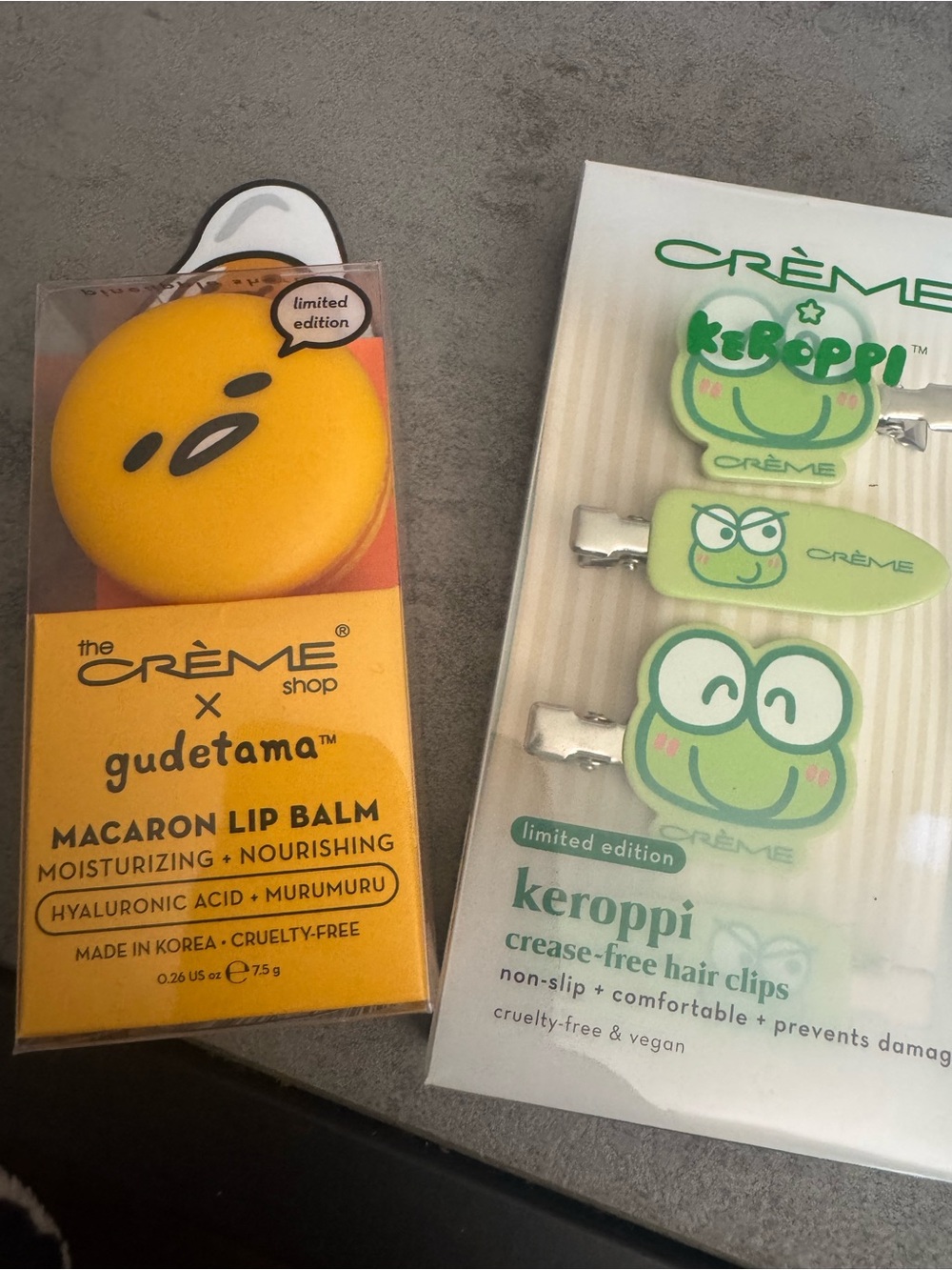 Crème Shop Duo - Crème x Gudetama Macaron Lip Balm & Crème Keroppi Hair Clips -